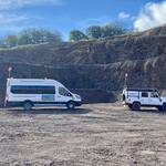 Minibus used to get safely into the quarry with escort vehicle